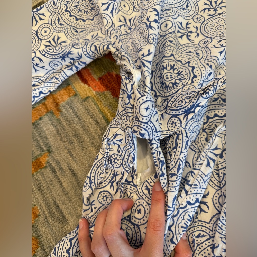Madison Mathews Blue and White Mini Dress - Sz Small - tie at back - Picture 6 of 6